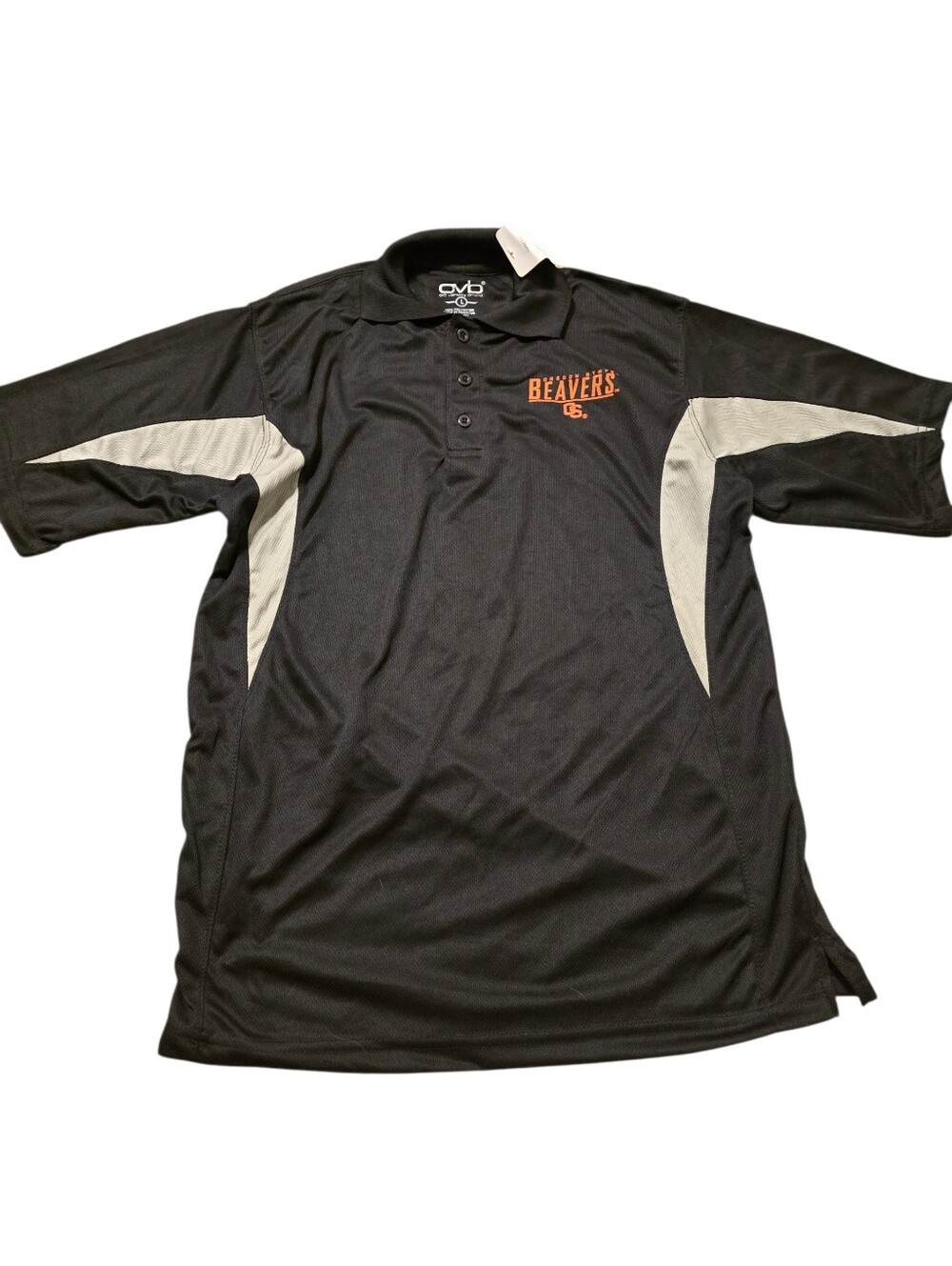 Oregon State Beavers Old Varsity Brand Large Black Short-Sleeve Polo Shirt NWT